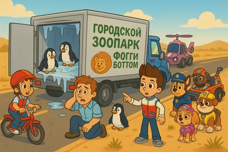 Щенячий Патруль спасает пингвинов из сломанного фургона